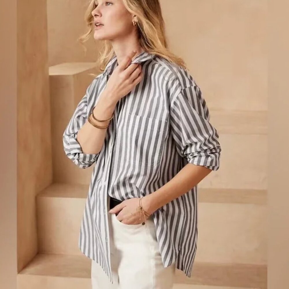 Banana Republic Striped Oversized Cotton Shirt